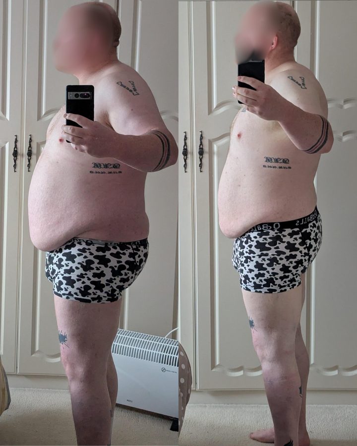 Client before and after, 25kg down in 6 months